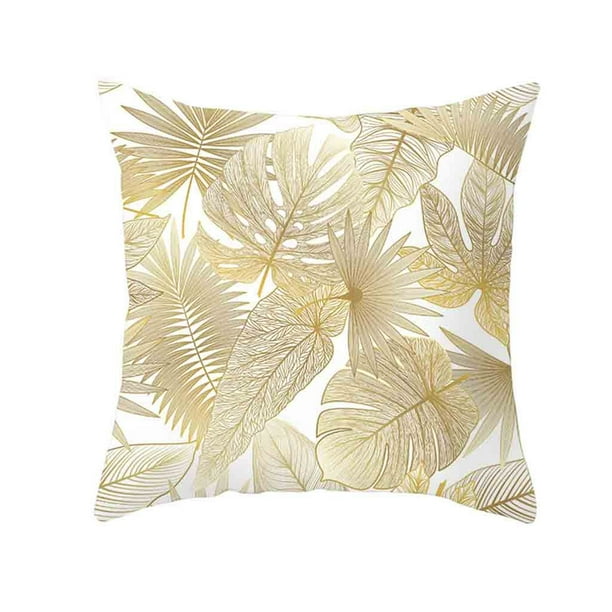 Home Gold Polyester Printed Pillow Sofa Cushion Cover Cover Plant Decor Case